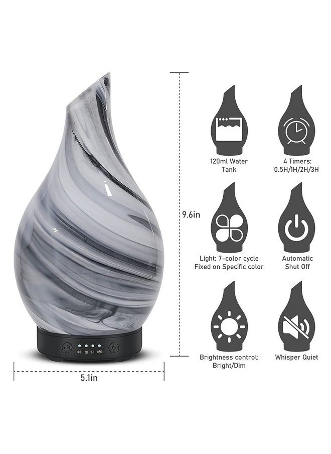 EQUSUPRO Essential Oil Diffuser 120Ml Ultrasonic Aromatherapy Diffuser With Handmade Glass Bpa Free Waterless Autooff 4 Timer Setting 7 Colors Changed Led For Home Yoga Office  - Image 4