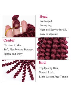 Leeven Eeven 3 Packs Wand Curl Jamaican Bounce Crochet Hair 8 Inch Synthetic Jumpy Wand Curly Hair Extensions Ombre Purple Twist Crochet Braiding Hair 20 Strands/Pack  - Image 5