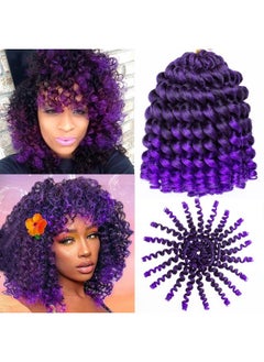 Leeven Eeven 3 Packs Wand Curl Jamaican Bounce Crochet Hair 8 Inch Synthetic Jumpy Wand Curly Hair Extensions Ombre Purple Twist Crochet Braiding Hair 20 Strands/Pack  - Image 1