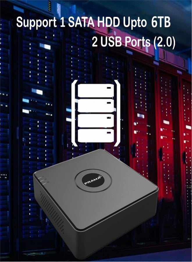 PRAMA جهاز تسجيل فيديو رقمي Prama PT-DR1A08G-K1 ذو 8 قنوات بدقة 1080 بكسل، وضغط فيديو H.265 Pro+/H.264+، وواجهة SATA واحدة بسعة تصل إلى 6 تيرابايت لكل قرص، ومدخل فيديو HDTVI/AHD/CVI/CVBS/IP. - Image 2