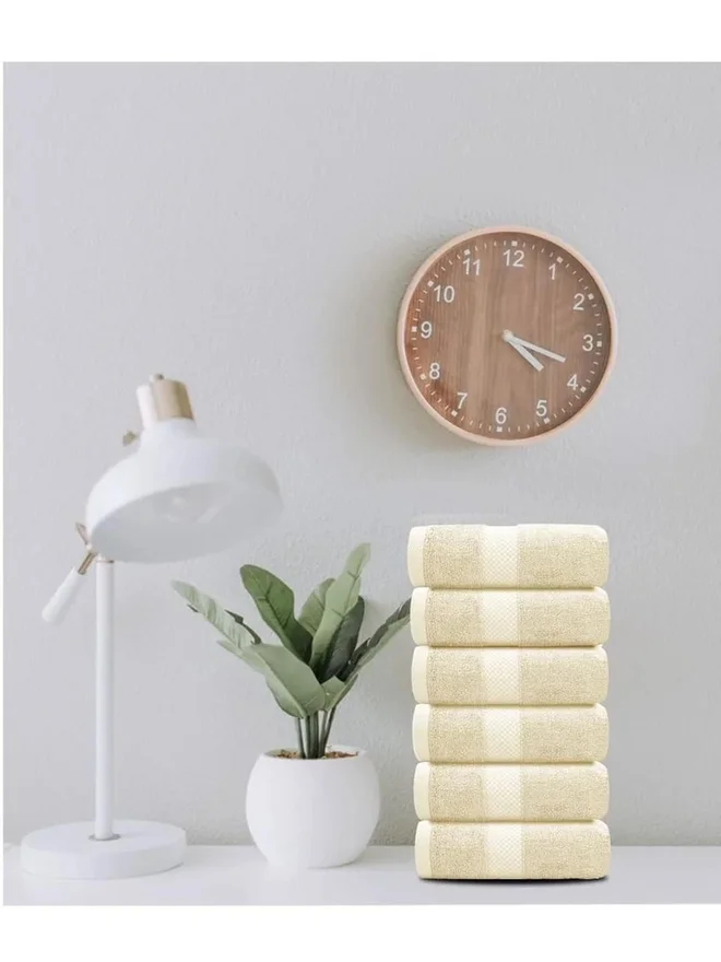 1Chase  1CHASE Pack of  6 - Luxury Cotton Bathroom Towel, Beige 40x70cm  | Best Price UAE