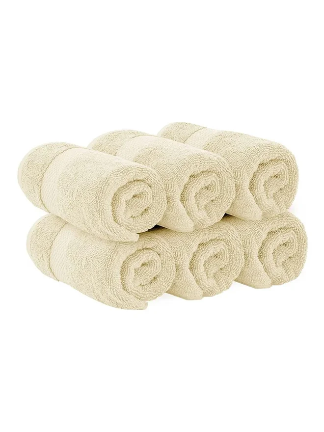 1 تشيس 1CHASE Pack of  6 - Luxury Cotton Bathroom Towel, Beige 40x70cm