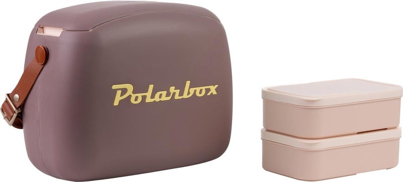 Polarbox 6L Summer Pop Cooler Bag with 2 Containers |Ice Box for Beach, Picnic & Party | Convertible Lid | Lunch Box | thermal cooler box | Ice Cooler Box, Amarillo-Rosa(POP) (Mauve-Gold(POP)) - Image 1