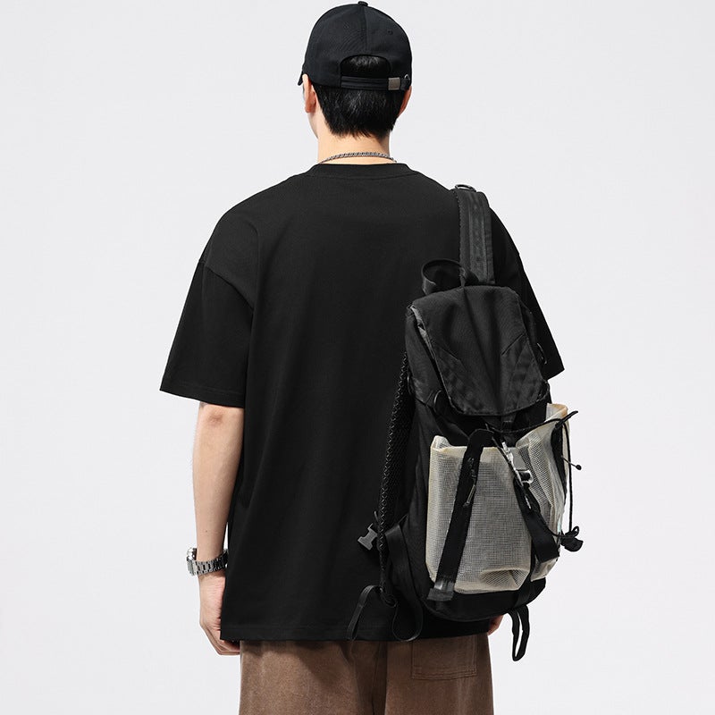 T3826 | plus size Men''s Summer New Printed Crewneck T-shirt Men''s Loose Fashion Brand 260G Heavy Shoulder Short Sleeve - Image 4