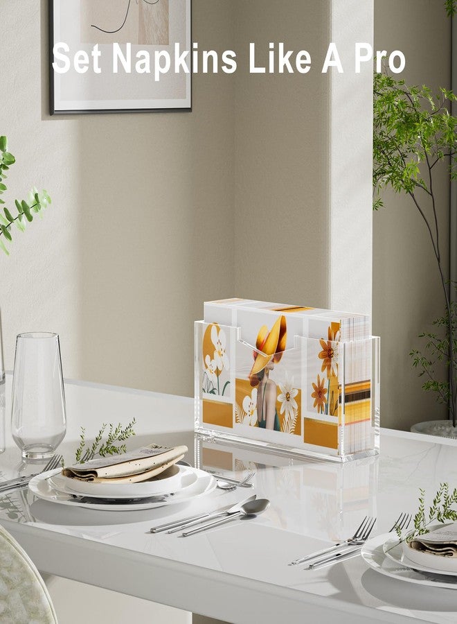 HELPLEX Clear Acrylic Guest Towel & Napkin Holder - Waterproof Splash-Proof Vertical Design for Bathroom, Kitchen, Dining Table - Home Hotel Office Organizer (2-Pack)​ - Image 2