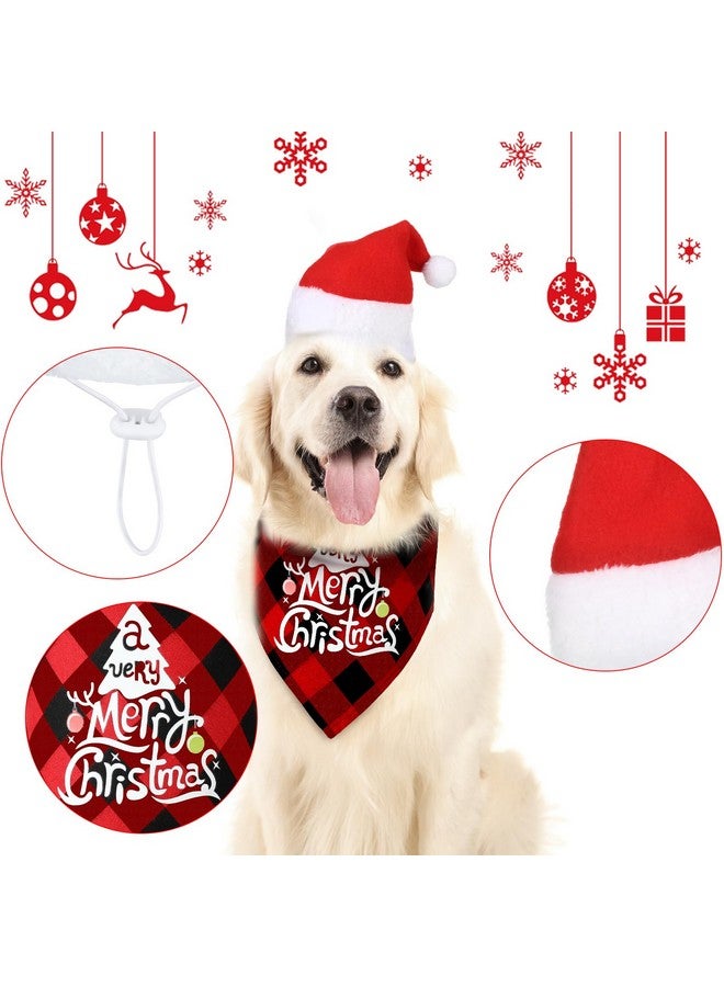 Satinior 4 Pcs Adjustable 3D Christmas Dog Santa Hat, Christmas Classic Buffalo Plaid Pets Scarf, Reindeer Antlers Headband with Ears Pet Costume Accessories for Dogs and Cats(Funny Style) - Image 4