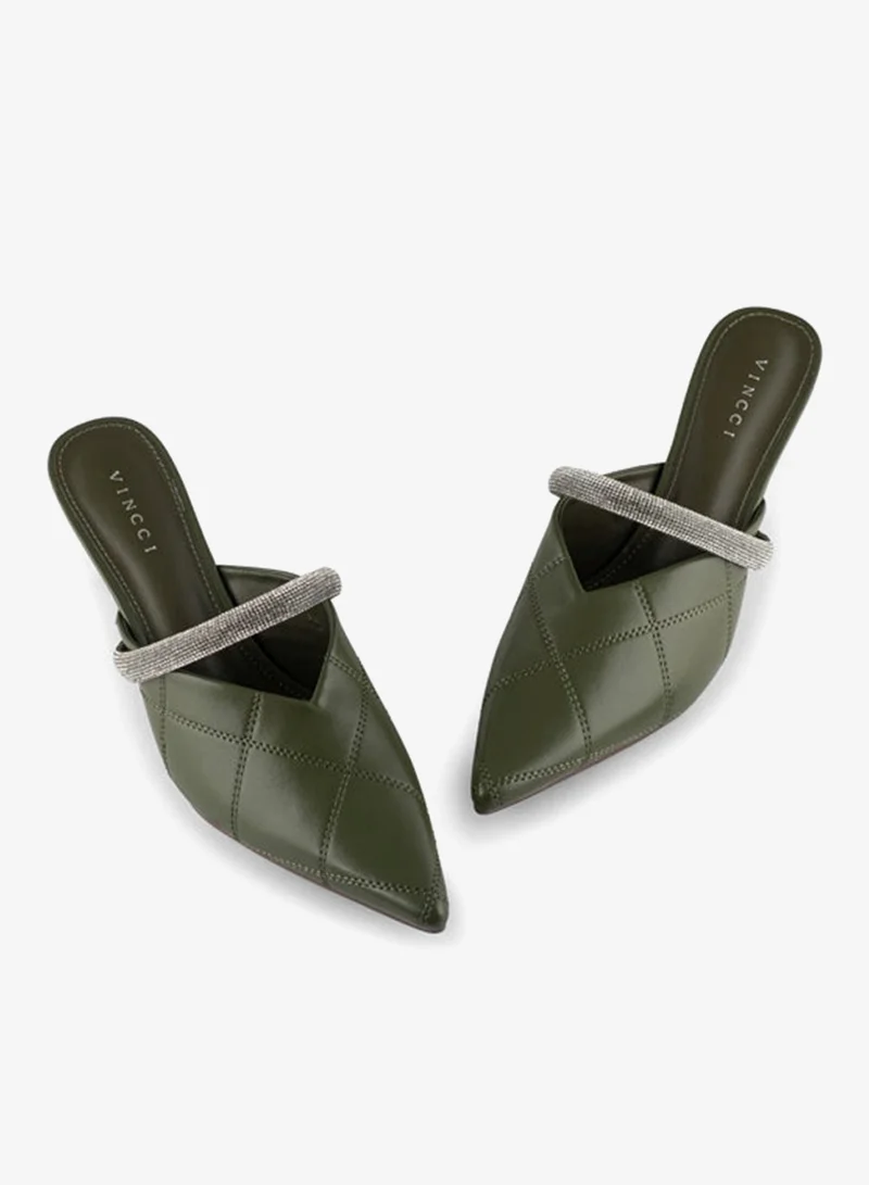 Vincci Green Women Pointed Toe Mid Heel Pumps for Women | Best Price UAE