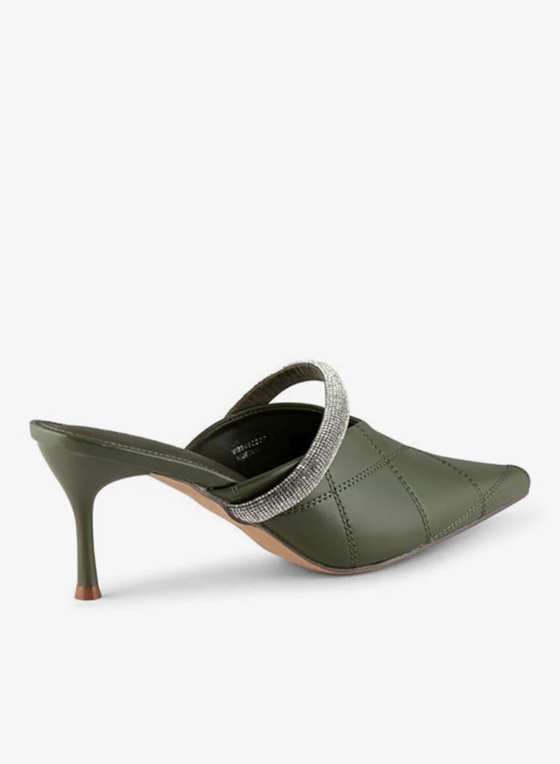 Vincci Green Women Pointed Toe Mid Heel Pumps for Women | Best Price UAE