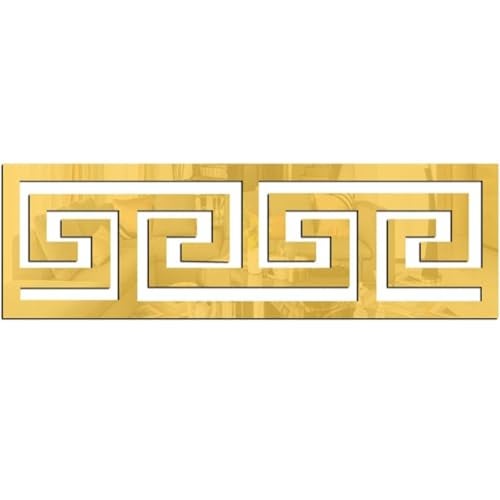 HASTHIP® 12Pcs Golden Decorative Mirror Stickers, Versatile Geometric Acrylic Wall Border Stickers for Bedroom Bathroom Living Room Background Decor, 7.87x1.96 Inches - Image 1
