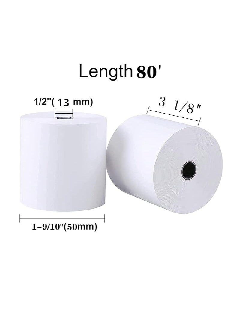 Generic 80 x 50 Thermal Paper Receipt 3 1/8" 80'Fits All POS Cash Registers Printers, Credit Card Terminals (Pack of 6)  - Image 2