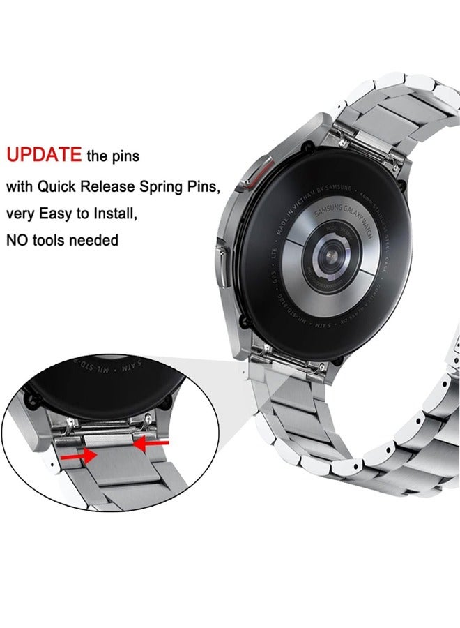 Metal Band for Samsung Galaxy Watch 7 40/44mm,Watch 6 47/43/40/44mm,Galaxy Watch 5 40/44/45mm,Galaxy Watch 4 40/44/42/46mm, Stainless Steel Rugged Metal Watch Strap for Men Women, Silver  - Image 3
