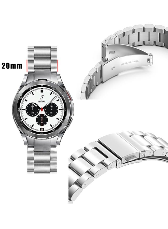 Metal Band for Samsung Galaxy Watch 7 40/44mm,Watch 6 47/43/40/44mm,Galaxy Watch 5 40/44/45mm,Galaxy Watch 4 40/44/42/46mm, Stainless Steel Rugged Metal Watch Strap for Men Women, Silver  - Image 5