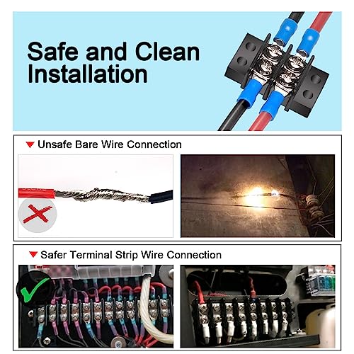 MILAPEAK Terminal Block - 2 Pack 2 Positions 200v-450v 20-30A Dual Row Screw Terminals Strip + 8 PCS Copper Wire Fork Connectors - Image 5