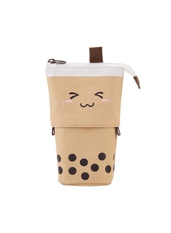 إسكدنيا Telescopic Pencil Pouch Standing Pen Holder Cute Pencil Bags Stand Up Pen Case Cartoon Pencil Storage Bags Brown - Image 2