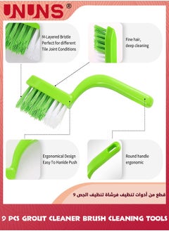 UNUNS Grout Brush Cleaner,9 Pack Tile Brushes Tile Joint Brush Set,Mould Cleaner Brush,Kitchen Bathroom Cleaning Tools Deep Cleaning For Window Door Track,Stove Tops,Shower,Kitchen,Seams,Floor Lines  - Image 4