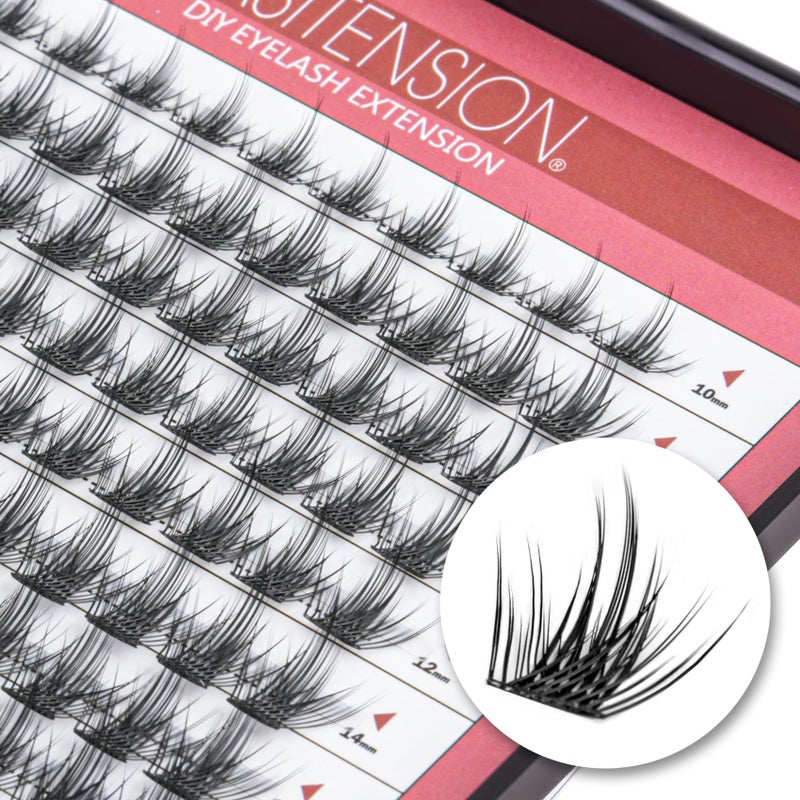 EASITENSION DIY Eyelash Extension Lash Clusters 120 Clusters False Eyelash 3D Effect Individual Natural Lashes Set at Home Eyelash Extension Kit Lashes Pack Sparkle Mixed - Image 1