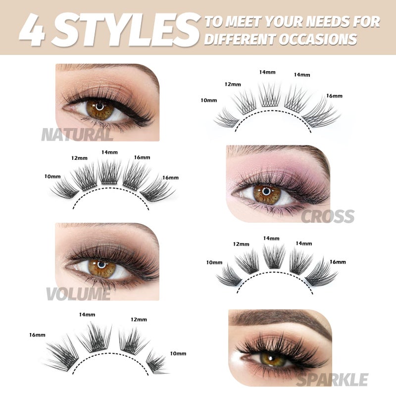 EASITENSION DIY Eyelash Extension Lash Clusters 120 Clusters False Eyelash 3D Effect Individual Natural Lashes Set at Home Eyelash Extension Kit Lashes Pack Sparkle Mixed - Image 2