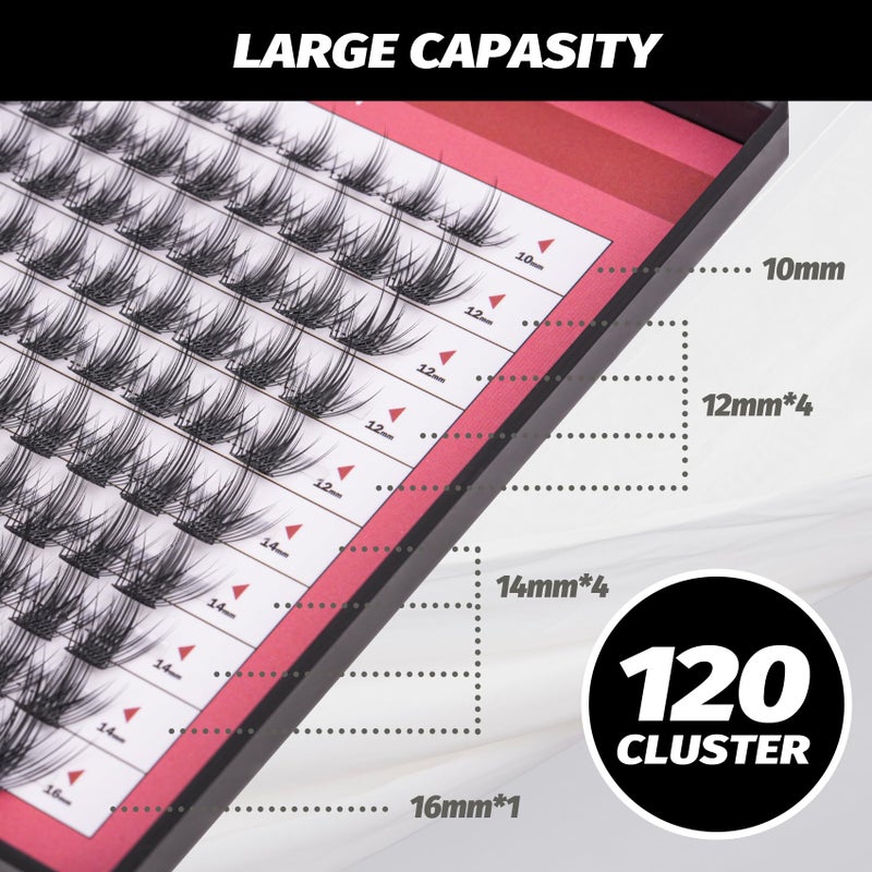 EASITENSION DIY Eyelash Extension Lash Clusters 120 Clusters False Eyelash 3D Effect Individual Natural Lashes Set at Home Eyelash Extension Kit Lashes Pack Sparkle Mixed - Image 3