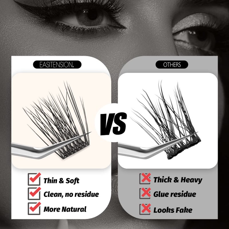 EASITENSION DIY Eyelash Extension Lash Clusters 120 Clusters False Eyelash 3D Effect Individual Natural Lashes Set at Home Eyelash Extension Kit Lashes Pack Sparkle Mixed - Image 5