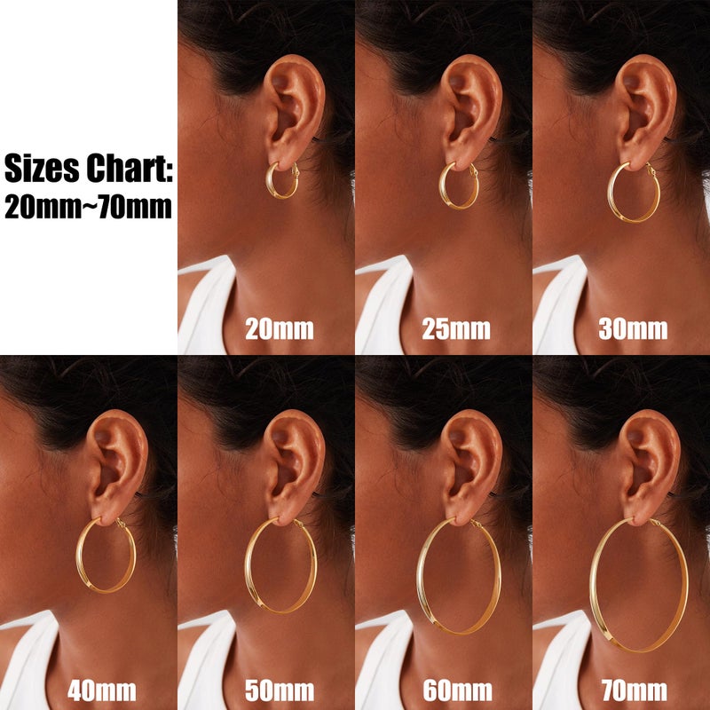 Gacimy 5mm Wide Gold Hoop Earrings for Women, 14K Gold Plated Hoops Earrings with 925 Sterling Silver Post, Golden Small 25mm - Image 3