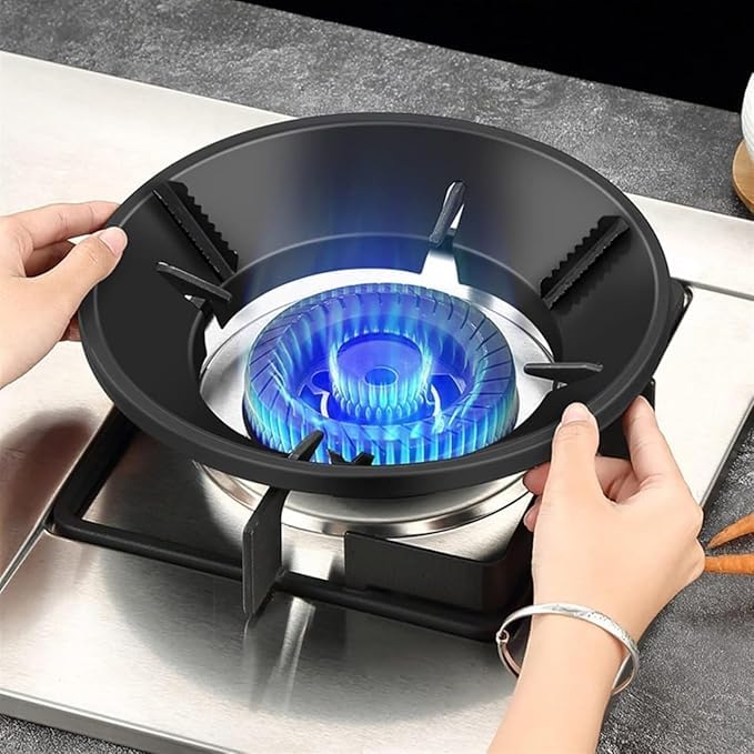 Veemok Gas Saver Burner Stand Fire Windproof EnergySaving Jali Ring Durable Metal Gas Chula Support Stand with 4Leg Stability Compatible with All Indian Gas Stoves Pack of 2 Black - Image 2