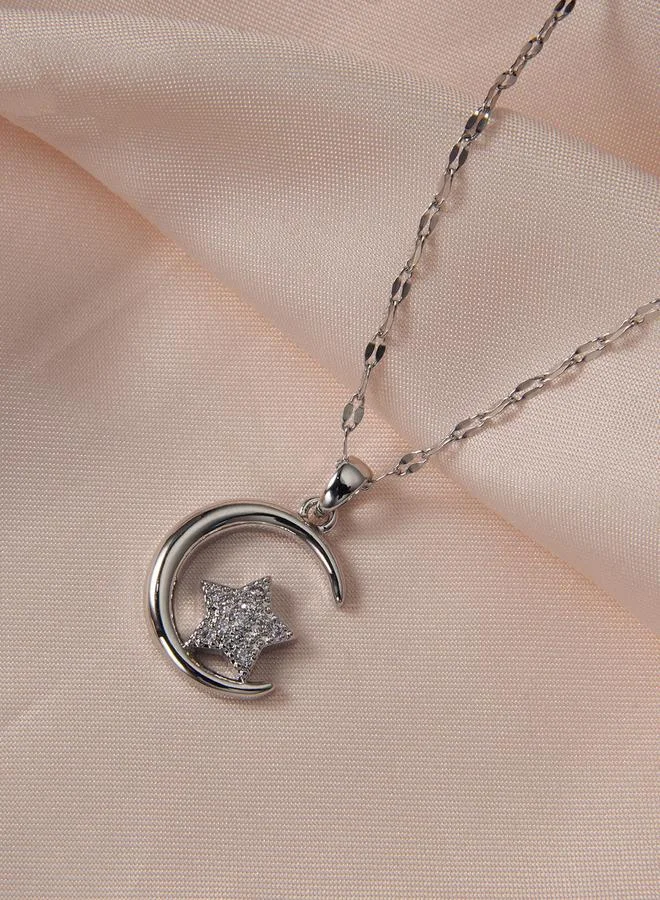 Take Two Embellished Star Moon Pendant Necklace