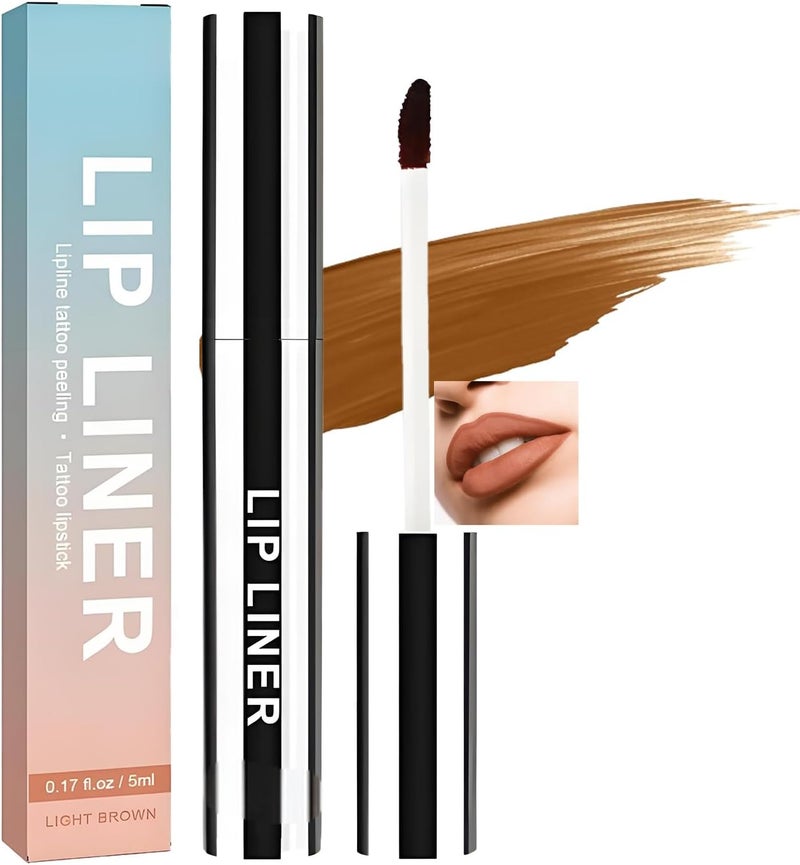 Peel Off Lip Stain Long Lasting Waterproof Lipstick Highly Pigmented Transfer Proof Lip Tint Peel Off Liner Gloss Stick Set Natural Smooth Finish All Day Wear Matte Color Light Brown