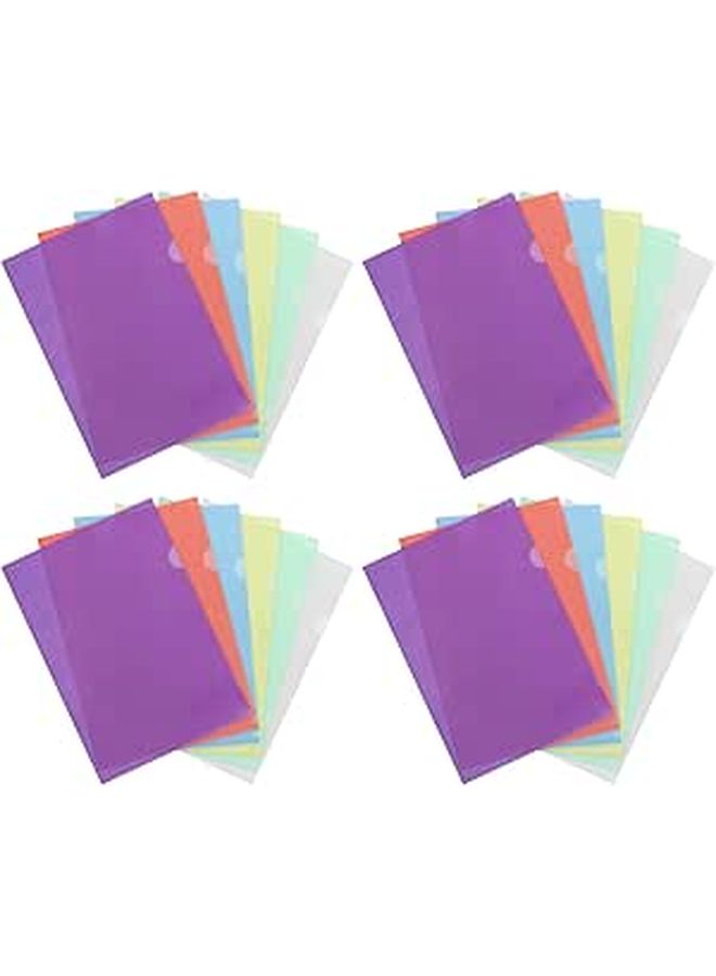 24 Pieces A4 Plastic L Shaped Document Sleeves Waterproof Multi Color Paper Protectors For Filing - Image 1