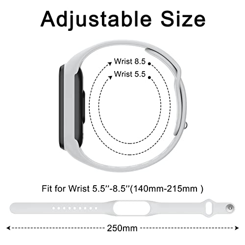 Tobfit for Xiaomi Mi Band 5 6 (Watch Not Include), Soft Wristbands for Amazfit Band 5 6, Silicone Sport Strap for Women Men (2 Pack, Black/Grey) - Image 2