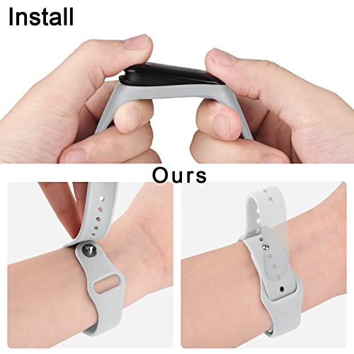 Tobfit for Xiaomi Mi Band 5 6 (Watch Not Include), Soft Wristbands for Amazfit Band 5 6, Silicone Sport Strap for Women Men (2 Pack, Black/Grey) - Image 4