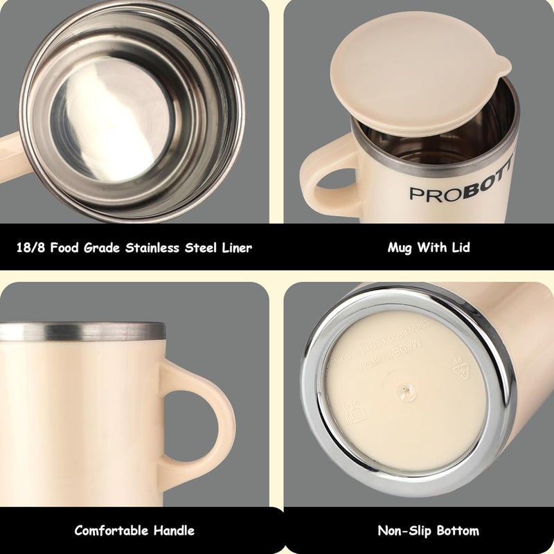 PROBOTT PROBOTT Costa Stainless Steel MugCup with Lid Stylish Cup Ideal for Hot Cold Coffee Tea Cream  - Image 4