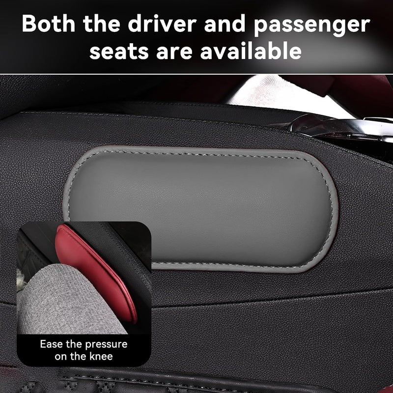Alieemo Car Knee Cushion Pad, Leather Memory Foam Vehicle Door Armrest Pillow for Leg Elbow, Comfort Auto Interior Center Console Thigh Support Mat Accessories, Universal for Most Cars (Gray) - Image 3