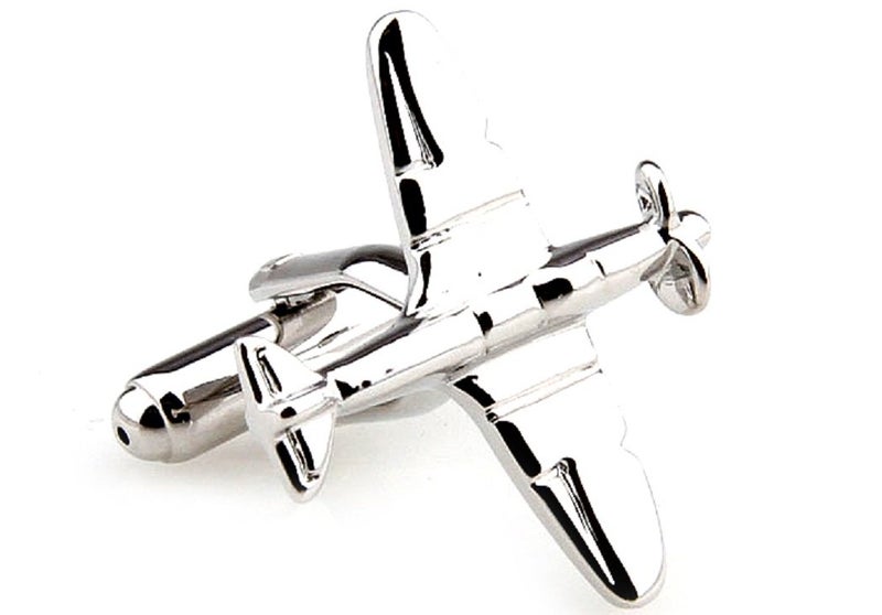 MRCUFF Airplane Plane Pilot Pair of Cufflinks in a Presentation Gift Box & Polishing Cloth - Image 1