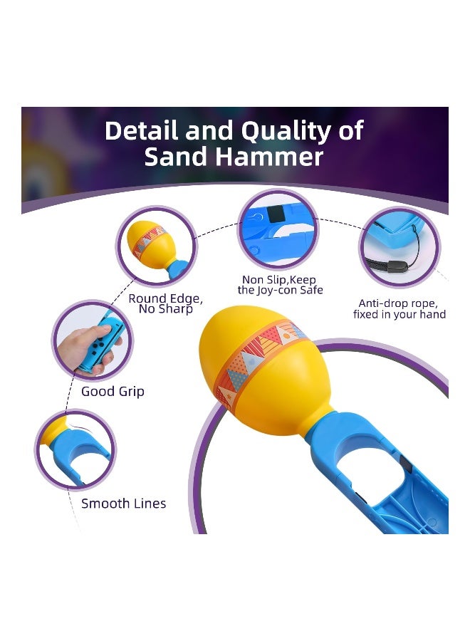 Sand Hammer Hand Grip Controller, Fit for Samba De Amigo Party Central Nintendo Joycon Games, Switch Oled Sports Game Accessories, with Built-In Eco-Friendly Pellets Rustle to The Music Beat(2 Pack) - Image 4