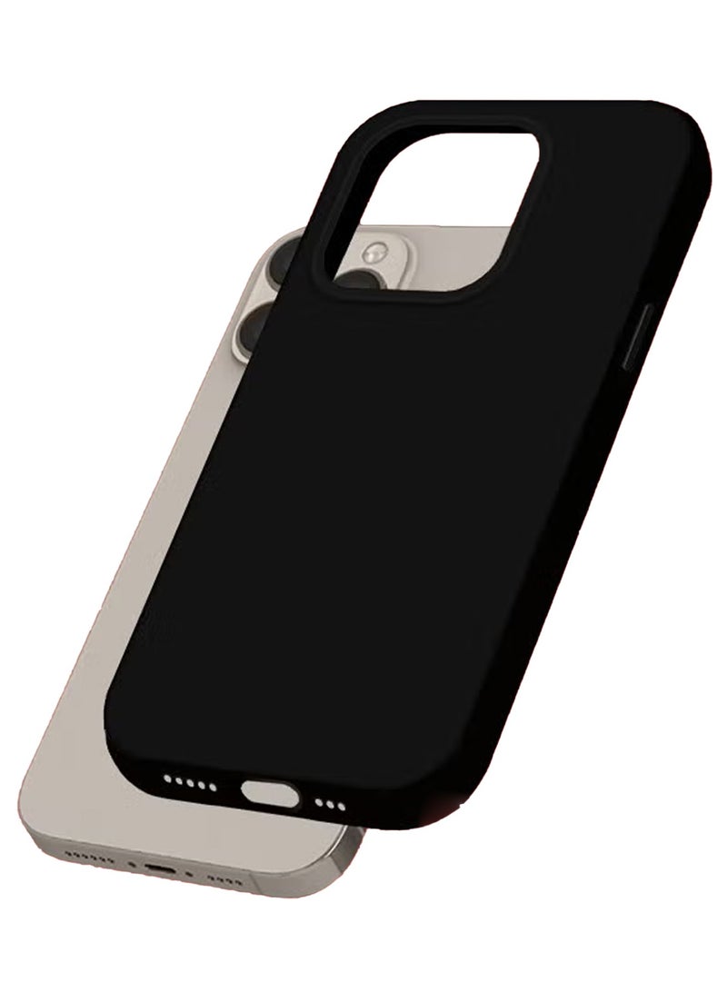 CATANES iPhone 15 Pro Max Case Silicone Case Full Body Protective Cover Shockproof Slim Phone Case Anti-Scratch Soft Microfiber Lining Black - Image 1