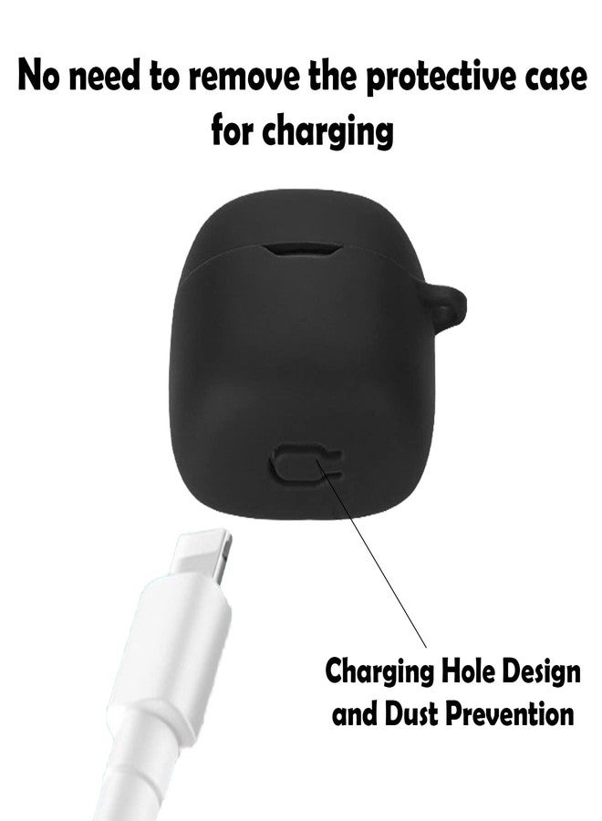 EasyBee [2 Pack] easyBee Case Compatible with JBL Tune Flex Bluetooth Headphone Charging Cover, with 2 Keychain and 2 Anti-Lost Strap, Soft Liquid Silicone Ultra Thin Shockproof Protective Kit - Black Blue - Image 4