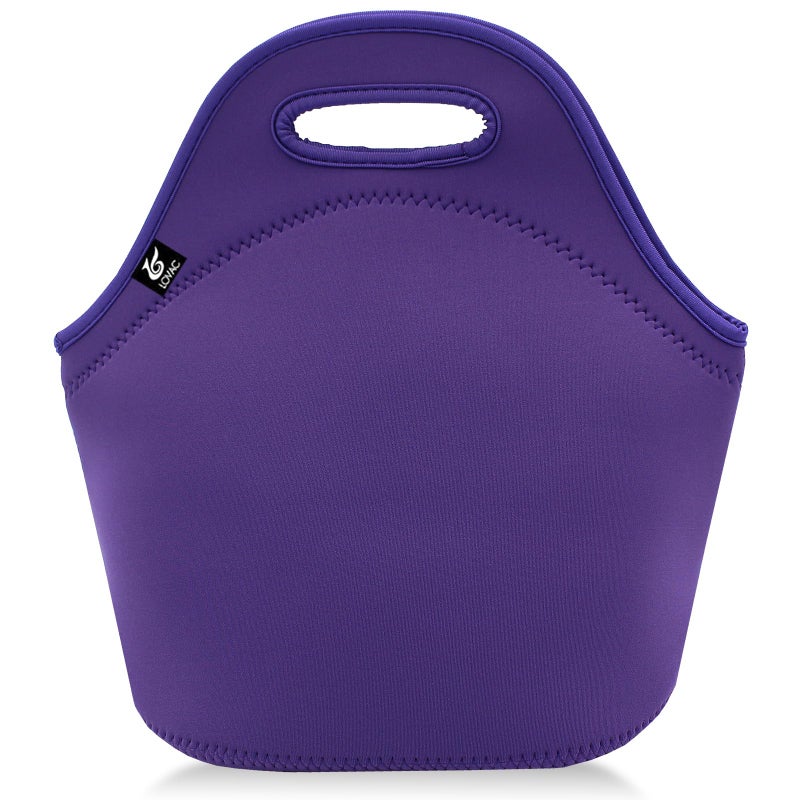 LOVAC Neoprene Lunch Bag Thick Insulated Lunch Bag  Durable  Waterproof Lunch Tote With Zipper For Outdoor Travel WorkPurple
