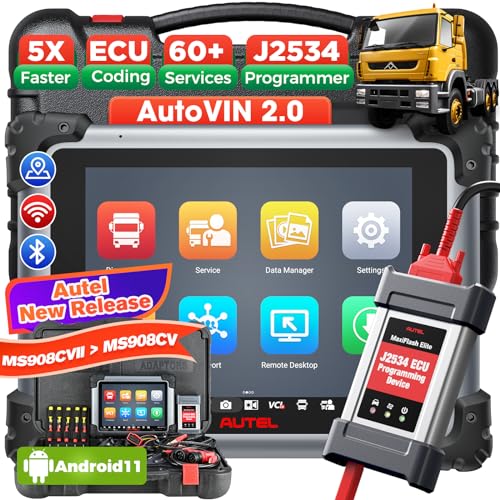 Autel MaxiSys MS908CV II Truck Scanner: 2025 Heavy Duty Tool MaxiSys CV II for Semi Commercial Truck, J2534 ECU Coding, All System Diagnosis, Active Test, 64 Service as MS909CV, Elite II Pro, Snap-on - Image 1
