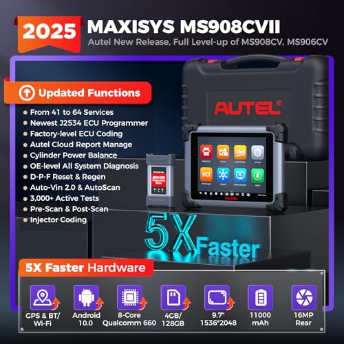 Autel MaxiSys MS908CV II Truck Scanner: 2025 Heavy Duty Tool MaxiSys CV II for Semi Commercial Truck, J2534 ECU Coding, All System Diagnosis, Active Test, 64 Service as MS909CV, Elite II Pro, Snap-on - Image 2