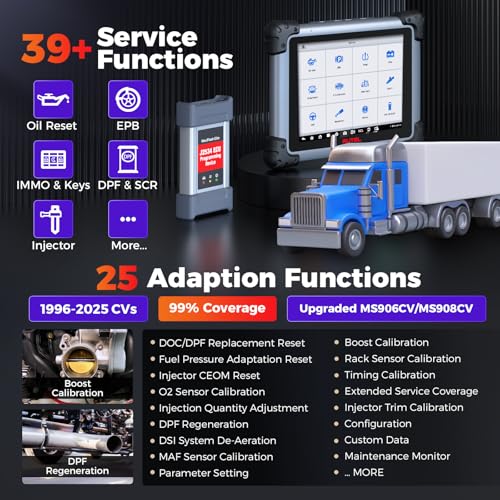 Autel MaxiSys MS908CV II Truck Scanner: 2025 Heavy Duty Tool MaxiSys CV II for Semi Commercial Truck, J2534 ECU Coding, All System Diagnosis, Active Test, 64 Service as MS909CV, Elite II Pro, Snap-on - Image 5