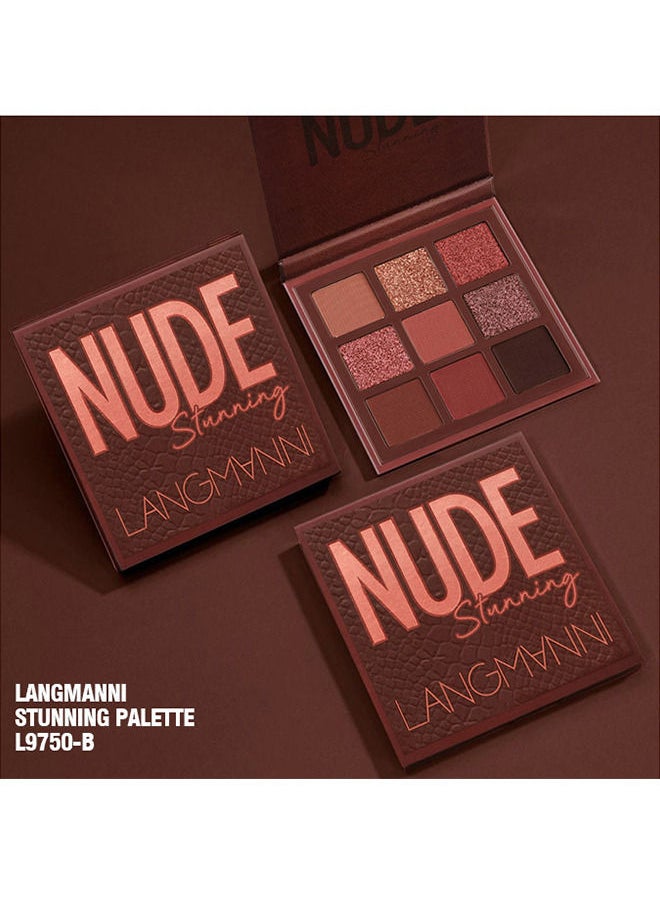 LANGMANNI - 9 Shades Of Eye Shadow Palettes Makeup Eye Shadow Palettes Pink Eye Shadow Wine Red Eye Shadow Waterproof Long Lasting Natural Mixing Pigment Makeup - Image 1