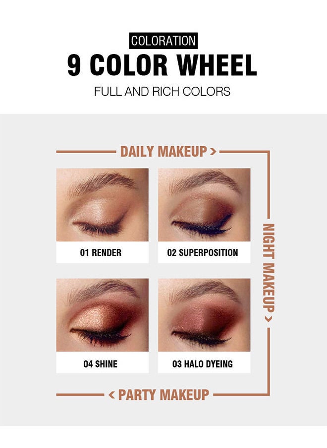 LANGMANNI - 9 Shades Of Eye Shadow Palettes Makeup Eye Shadow Palettes Pink Eye Shadow Wine Red Eye Shadow Waterproof Long Lasting Natural Mixing Pigment Makeup - Image 1