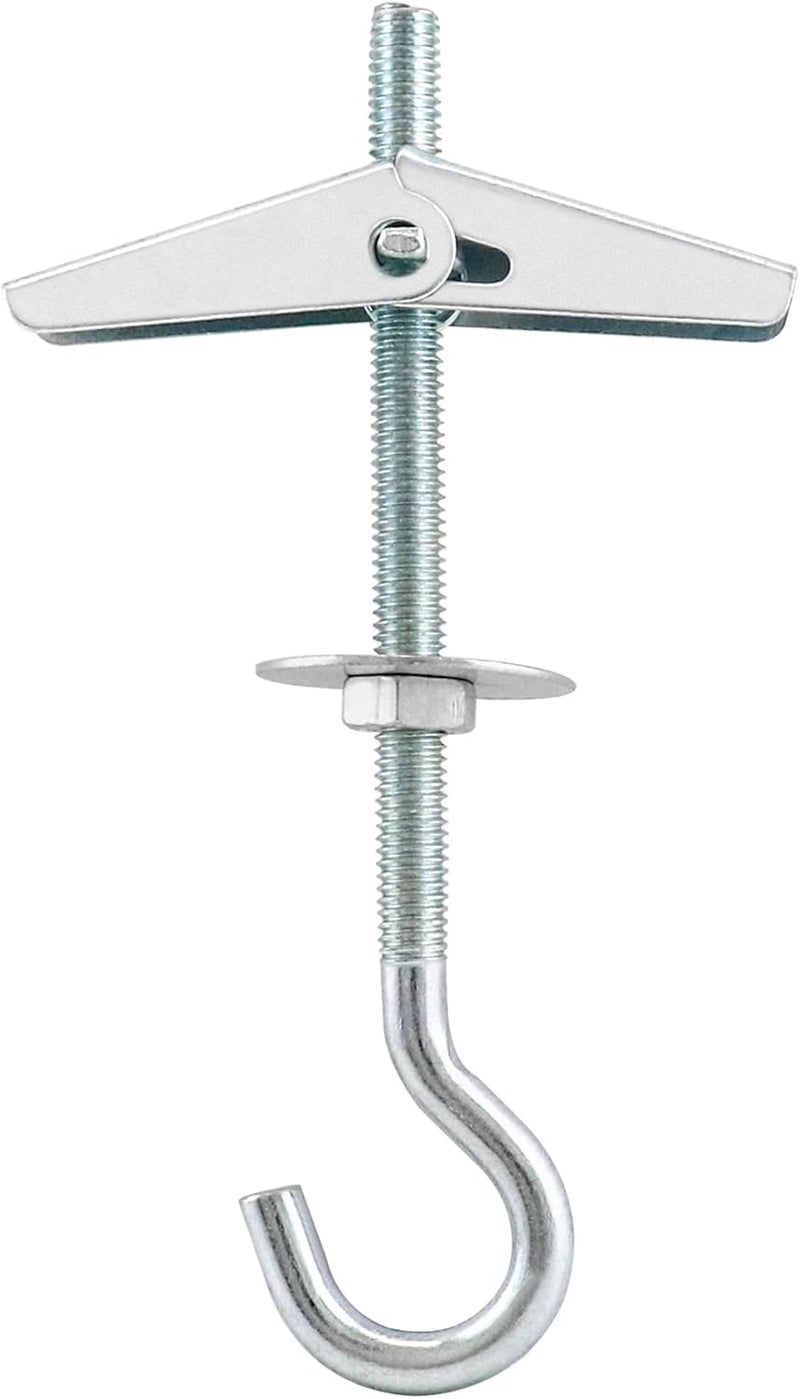QWORK 12 Piece Ceiling Hooks , M5x90mm , Carbon Steel Wing Spring Toggle Hooks , for Hanging Plants Fixed Anchor Hooks for plasterboard Ceilings - Image 2