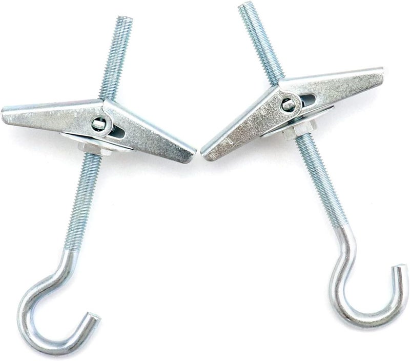 QWORK 12 Piece Ceiling Hooks , M5x90mm , Carbon Steel Wing Spring Toggle Hooks , for Hanging Plants Fixed Anchor Hooks for plasterboard Ceilings - Image 3
