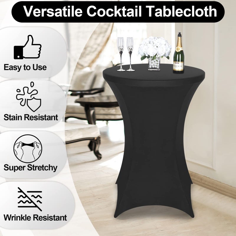 FestiCorp Spandex Orange Table Cover  Cocktail Fitted Tablecloths  Round Highboy Stretch Table Covers Cloths for Party  Bar  Halloween  Birthday  Banquet  30 ""-32 "" Diameter x 40 ""-43 "" Height - Image 2