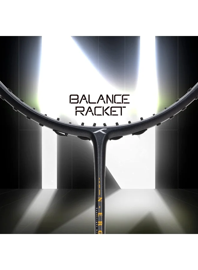 HUNDRED N-Ergy 80 Carbon Fibre Unstrung Badminton Racket With Full Racket Cover For Intermediate Players (80G, Maximum String Tension - 32Lbs)