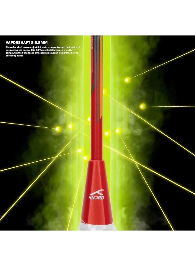 HUNDRED N-Ergy 80 Carbon Fibre Unstrung Badminton Racket With Full Racket Cover For Intermediate Players (80G, Maximum String Tension - 32Lbs)