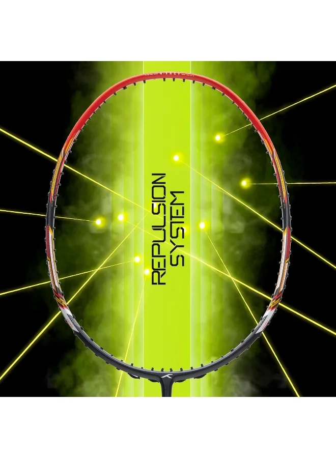 HUNDRED N-Ergy 80 Carbon Fibre Unstrung Badminton Racket With Full Racket Cover For Intermediate Players (80G, Maximum String Tension - 32Lbs)