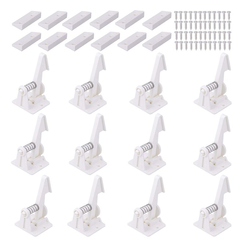 Vmaisi 12 Pack Cabinet Locks Child Safety Latches - Baby Proofing Cabinets Drawer Lock with Adhesive Easy Installation - No Drilling or Extra Screws (White) - Image 1
