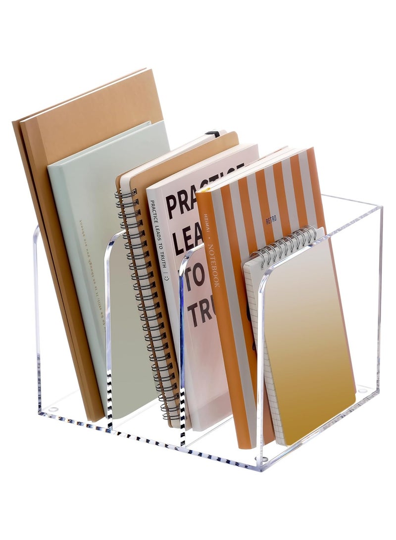 تي بي جي بي حامل ملفات من الأكريليك الشفاف لتنظيم المكتب مع 3 مقصورات عمودية للتخزين والتنظيم - 8.5 × 7.2 × 6.5 بوصة شفاف - Image 1